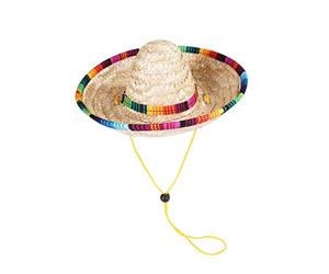 Currentiz Chapeau Sombrero Mexicain Ajustable pour Compagnie - Costume Paille Drôle pour Fête et Habillage