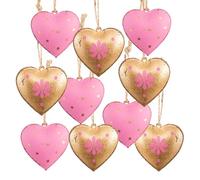Cœurs à Suspendre en métal, Lot de 10: Suspension décorative cœur pour Mariage, été, baptême, décoration à Suspendre pour Branches, métal Rose & doré, 4 cm