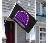 Cœurs Arc-En-Ciel Pour La Sensibilisation À L'Épilepsie Drapeaux Couleurs Vives Drapeau De Jardin Solide Garden Flag Pour Extérieur Cour Célébrations 3X5Ft