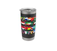 Cœurs BRICS+ - Drapeaux des nations membres Gobelet isotherme en acier inoxydable double paroi