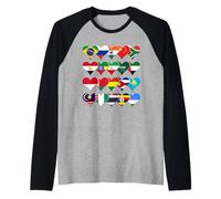 Cœurs BRICS+ - Drapeaux des Nations Membres Manche Raglan