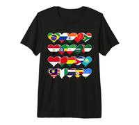 Cœurs BRICS+ - Drapeaux des Nations Membres T-Shirt Haut de Gamme