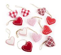 Cœurs décoratifs à Suspendre, Lot de 12: Suspension cœur en Tissu Rouge Blanc, décoration Saint Valentin, Mariage, Pâques, Noël, cœur à Suspendre Branches, déco intérieure Maison, 5 x 6 cm