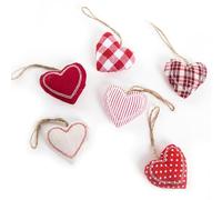 Cœurs décoratifs à Suspendre, Lot de 6: Suspension cœur en Tissu Rouge Blanc, décoration Saint Valentin, Mariage, Pâques, Noël, cœur à Suspendre Branches, déco intérieure Maison, 5 x 6 cm