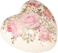 Cœurs décoratifs en céramique Motif roses Crème Rose Vintage 8cm 3pcs