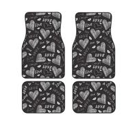 Cœurs écrits à la Main, Mots d'amour, Ensemble de 4 Tapis de Sol pour Voiture, Tapis de Sol en néoprène antidérapants pour véhicule, Accessoires Auto