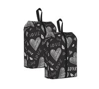 Cœurs écrits à la Main, Mots d'amour， Lot de 2 Sacs à Chaussures de Voyage, Sacs de Rangement imperméables, Organisateur de Chaussures pour Les Voyages et la Maison