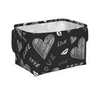 Cœurs écrits à la main, mots d'amour, Paniers de rangement avec poignée, panier à linge décoratif pour la maison