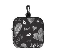 Cœurs écrits à la Main, Mots d'amour,Pochette de Rangement carrée à Fermeture éclair, Porte-Monnaie en néoprène, Petit Portefeuille, Pochette à Monnaie, Porte-Monnaie