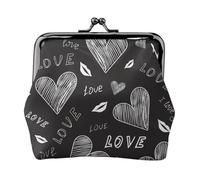 Cœurs écrits à la Main, Mots d'amour,Porte-Monnaie en Cuir PU, Petit Portefeuille, Pochette à Monnaie avec Fermoir Baiser