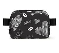 Cœurs écrits à la Main, Mots d'amour,Sac Banane carré de Voyage, Sac de Poitrine décontracté, Sac Banane pour Hommes et Femmes