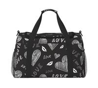 Cœurs écrits à la Main, Mots d'amour,Sacs de Sport, Sacs de Voyage bandoulière pour Le Sport, Sacs de Voyage Grande capacité pour Femmes et Hommes