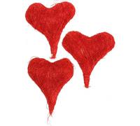 Cœurs en sisal rouge, Déco Mariage, Fibres de sisal, Saint-Valentin, Bricolage, Décoration, 7,5-9cm, 16 pièces
