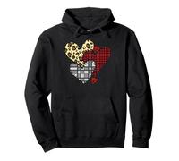 Cœurs Patchwork Rustiques Léopard Carreaux Love Chic Sweat à Capuche