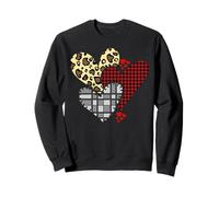 Cœurs Patchwork Rustiques Léopard Carreaux Love Chic Sweatshirt