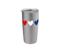 Cœurs rouges blancs bleus 4 juillet patriotique drôle Gobelet isotherme en acier inoxydable double paroi