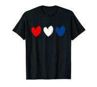 Cœurs Rouges Blancs Bleus 4 Juillet Patriotique drôle T-Shirt