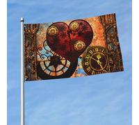 Cœurs Steampunk Vintage Drapeaux Décoratif Drapeau Résistant Aux Intempéries Drapeau De Jardin Pour Célébrations Jardin Cour 3X5Ft
