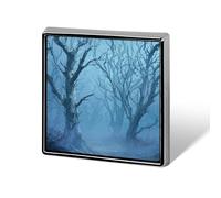 Cursed Dead Forest Broche et épingles carrées légères Motif arbres squelettiques pâles Unisexe Bijoux pour vêtements, châle, chapeau