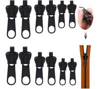 Curseur de fermeture éclair - Universel - 12 Pcs - 3 tailles - Noir - Réparation facile