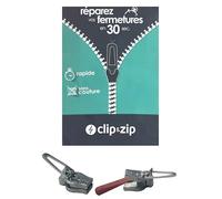 Curseur de réparation fermeture zip en nylon - Clip&Zip (Argent, M)