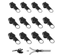 Curseur Fermeture Eclair Clipsable, Frundoo Kit de Réparation de Fermeture Zippée Universelle, Détachables Reparation Fermeture Eclair pour Couture de Vêtements, Veste, Sac à Dos (plastiques-12pcs)