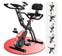 CURSOR velo d appartement pliable, 5-en-1 velo appartement pliable, équipé d'une résistance silencieuse à 16 niveaux. vélos d'appartement avec surveillance de la fréquence cardiaque et écran LED