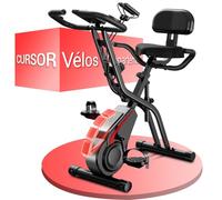 CURSOR velo d appartement pliable, 5-en-1 velo appartement pliable, équipé d'une résistance silencieuse à 16 niveaux. vélos d'appartement avec surveillance de la fréquence cardiaque et écran LED