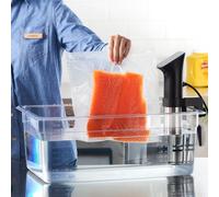 CURTA Récipient sous vide extra large de 24 l avec couvercle cranté, baignoire d'eau en polycarbonate de 6,3 cm de profondeur, convient pour Anova et la plupart des cuisinières (machine non incluse)