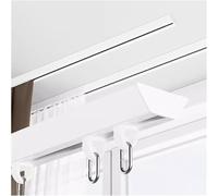 Curtai Rail Track Bay Widows Curtai Tracks Ad Fittigs Ceilig Mouted Noir Blanc Découpable Séparateur De Pièce Curtai Rod Metal Sigle Rail pour Heavy Curtais, White, 4.5m/14.7ft