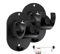 Curtain Pole Holders No Drilling | No Drilliing Curtains Rod Hook Holder Brackets | Self-Adhesive Curtaiin Clip | Multipurpose Shroud Rod Hooks No0 Nails for Bathroom, Bedroom, Black