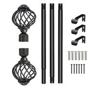 Curtain Rod - 90 Inch Pole | Iron Adjustable - Extendable Drapery Rod With Heavy Duty Telescopic Design For, Bedrooms, Living Rooms, Bathrooms And Closets
