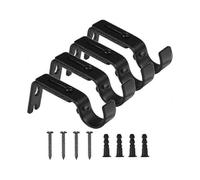 Curtain Rod Bracket, 4 Pieces Adjustable Wall Bracket, Metal Curtain Rod Bracket, Curtain Bracket with 8 Fixing Screws for Curtain Rods (Black)