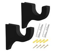Curtain Rod Brackets | 2 Pieces Wooden Closet Pole Sockets | Wood Curtains Rods Support Hangers Walll Mounted for Ceiling Wall Shower Closets Wardrobe Bathroom
