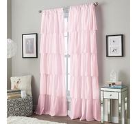 Curtainworks Passe-Tringle à Volants 100% Polyester, 213,4 cm, 1 Panneau de Rideau, Rose