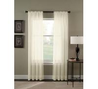 Curtainworks Trinity Rideau en Voile plissé, Polyester, Oyster, 51 by 108"