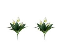 CURTEK Lot de 2 plantes artificielles anthurium artificielles vertes tropicales de 47 cm pour mariage, jardin, bureau, décoration d'intérieur, blanc