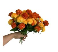 CURTEK Lot de 6 bouquets de fleurs artificielles en soie de 36,1 cm - 12 têtes de fleurs par bouquet pour décoration de maison, de fête de mariage (jaune et orange)