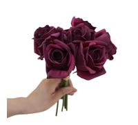 CURTEK Lot de 6 roses artificielles en soie au toucher réaliste de 25,9 cm à tige unique pour bouquets de mariée, arrangements de bricolage, bouquet de fête de mariage, décoration de maison, de jardin