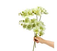 CURTEK Phalaenopsis Lot de 4 fleurs artificielles phalaenopsis en latex au toucher réaliste pour fête de mariage, décoration de maison, jardin (vert)