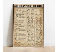 Curteny Affiche en métal - Affiche en langue des signes américaine - Impression ASL - Cadeau en langues des signes - I Love You - Décoration d'intérieur vintage en métal - 14 x 20 cm