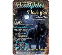 Curteny Plaque décorative vintage en métal avec inscription « To My Daughter When You Need Me I'll Step Out of The Shadows Wolf » - Pour pub, club, bar, restaurant, café, bar - 14 x 20 cm