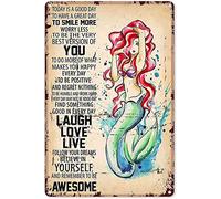 Curteny Plaque en métal avec motif sirène, « Today is A Good Day to Have A Great Day to Smile More » vintage pour maison, restaurant, cuisine, décoration murale, cadeau idéal pour la famille, 14 x 20