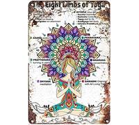 Curteny Plaque en métal rétro « The Huit Limbs of Yoga Tree Flower Yama Niyama Asana Pranayama Pmadhi Dhyama » - Poster vintage en métal pour pub, club, café, bar - Décoration murale rétro - 14 x 20