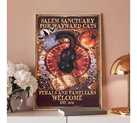 Curteny Plaque en métal Salem Sanctuary for Wayward Cats Wayward - Affiche d'Halloween en métal vintage pour homme et femme - Décoration murale pour bars, restaurants, cafés et pubs - 30,5 x 40,6 cm
