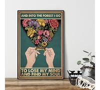 Curteny Plaque en métal vintage « Into Forest I Go to Lose My Mind Find My Soul », décoration hippie, art du cannabis, poster 420 art, impression artistique, plaque murale 14,9 x 20,3 cm