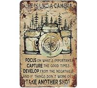 Curteny Plaque en métal vintage « Life is Like A Camera Take Another Shot » - Poster mural pour maison, cuisine, bar, pub, club, café - 14 x 20 cm