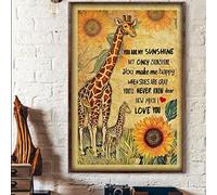 Curteny Plaque vintage en métal avec inscription « Giraffe You are My Sunshine My Only Sunshine You Make Me Happy » - Décoration murale pour bar, club de musique - Décoration murale - 30,5 x 40,6 cm