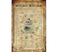 Curteny Poster en métal avec cadre de cuisine, sorcière, affiche vintage en métal pour homme et femme, décoration murale pour bars, restaurants, cafés, pubs, 14 x 20 cm