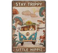 Curteny Poster en métal « Stay Trippy Little Hippie » - Décoration murale vintage pour bar, restaurant, cafés et pubs - 14 x 20 cm